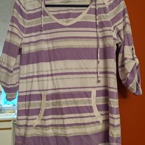 Sonoma striped hooded pullover with roll up sleeve